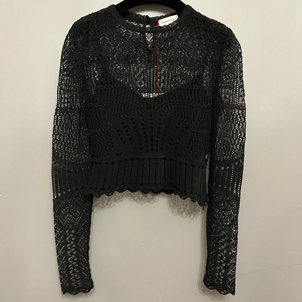 BNWT Alexander McQueen Black Patchwork Lace Top, size M - Picture 5 of 12